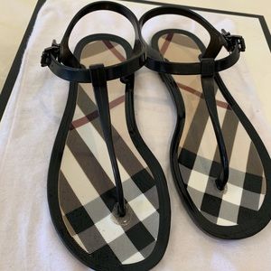 100% Authentic Burberry black PVC Sandals
